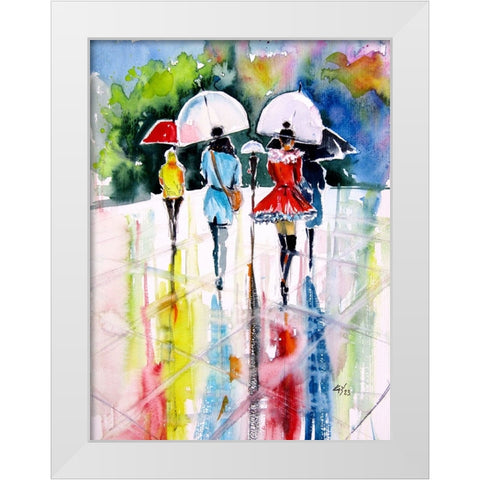 Walking Peoples III White Modern Wood Framed Art Print by Kovacs, Anna Brigite