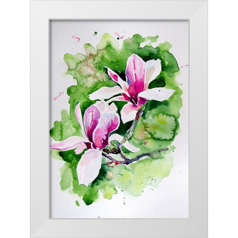 Magnolia White Modern Wood Framed Art Print by Kovacs, Anna Brigite