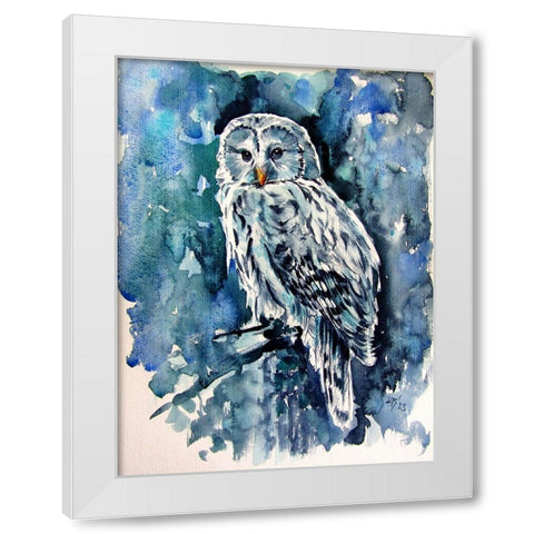 Owl in the Forest White Modern Wood Framed Art Print by Kovacs, Anna Brigite