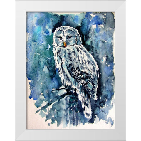 Owl in the Forest White Modern Wood Framed Art Print by Kovacs, Anna Brigite