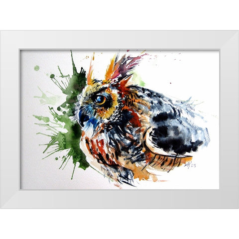 Great Homed Owl White Modern Wood Framed Art Print by Kovacs, Anna Brigite