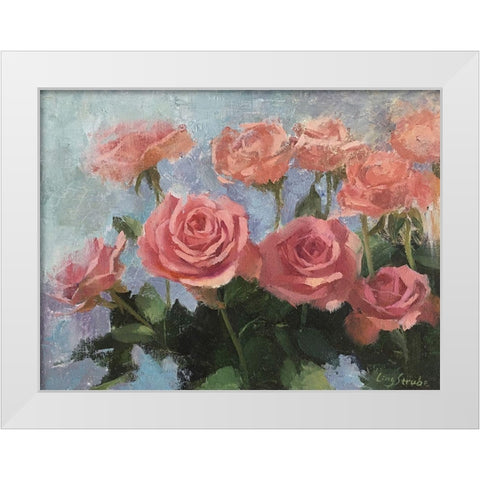 Rose Morning White Modern Wood Framed Art Print by Strube, Ling