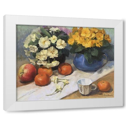 Primrose with Still Life White Modern Wood Framed Art Print by Strube, Ling