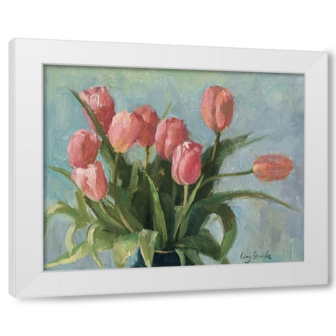 Spring Happiness White Modern Wood Framed Art Print by Strube, Ling