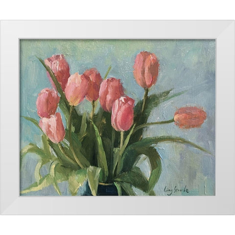 Spring Happiness White Modern Wood Framed Art Print by Strube, Ling