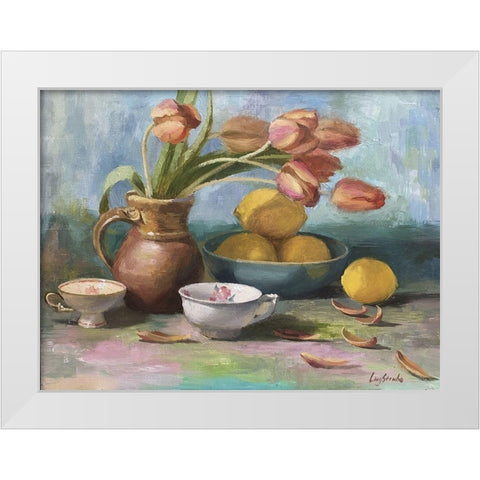 Still Life with Tulips White Modern Wood Framed Art Print by Strube, Ling