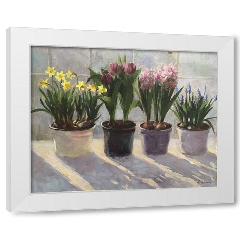 Spring Gathering White Modern Wood Framed Art Print by Strube, Ling