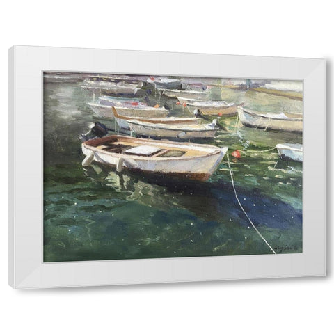 Boat in Portofino White Modern Wood Framed Art Print by Strube, Ling