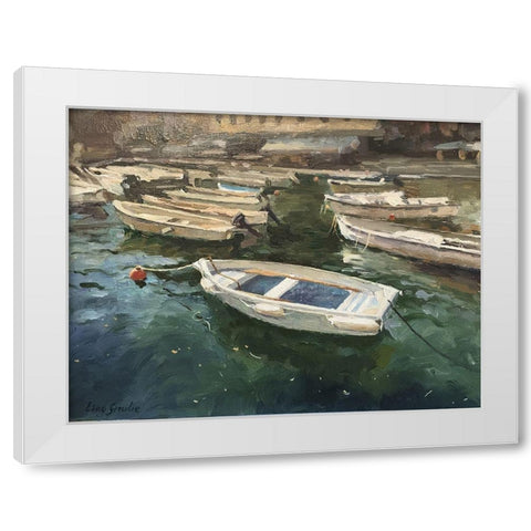Boat in Portofino II White Modern Wood Framed Art Print by Strube, Ling