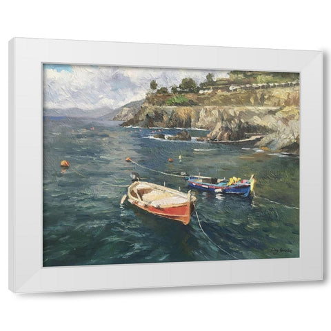 Boats in Italy White Modern Wood Framed Art Print by Strube, Ling