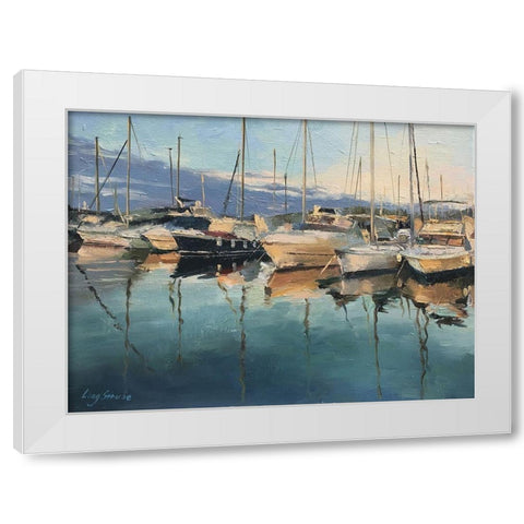 Italy Harbour - San Remo White Modern Wood Framed Art Print by Strube, Ling