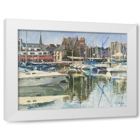 Paimpol Harbour White Modern Wood Framed Art Print by Strube, Ling