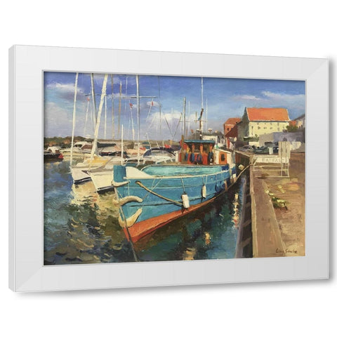 Denmark Harbour - Midderfart White Modern Wood Framed Art Print by Strube, Ling