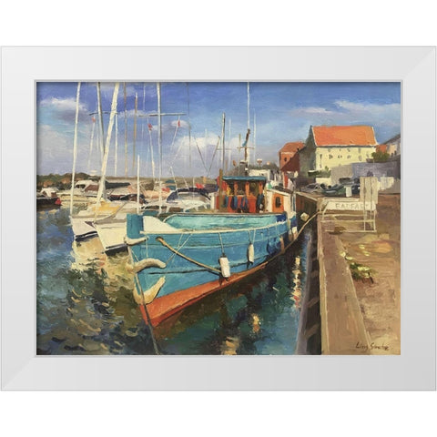 Denmark Harbour - Midderfart White Modern Wood Framed Art Print by Strube, Ling