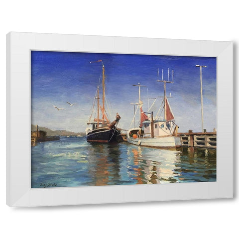 Danmark Harbour White Modern Wood Framed Art Print by Strube, Ling