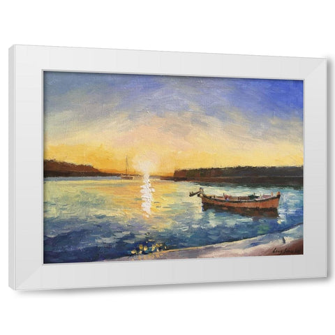 Cefalu, Sicily Sunset White Modern Wood Framed Art Print by Strube, Ling