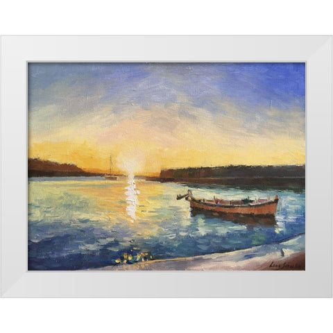 Cefalu, Sicily Sunset White Modern Wood Framed Art Print by Strube, Ling