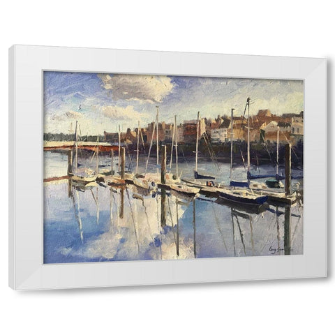 England Landscape - Whitby White Modern Wood Framed Art Print by Strube, Ling