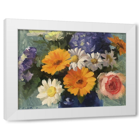 Blossoming White Modern Wood Framed Art Print by Strube, Ling