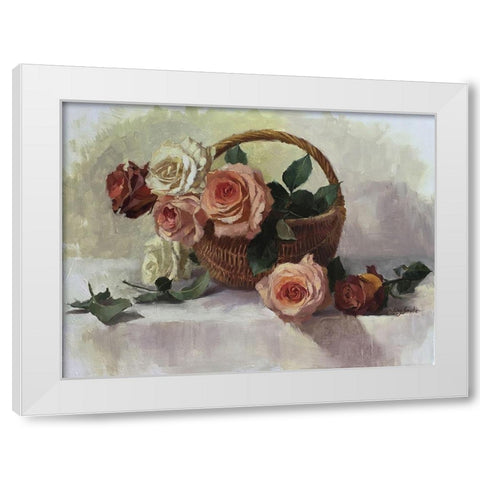 Rose Basket White Modern Wood Framed Art Print by Strube, Ling