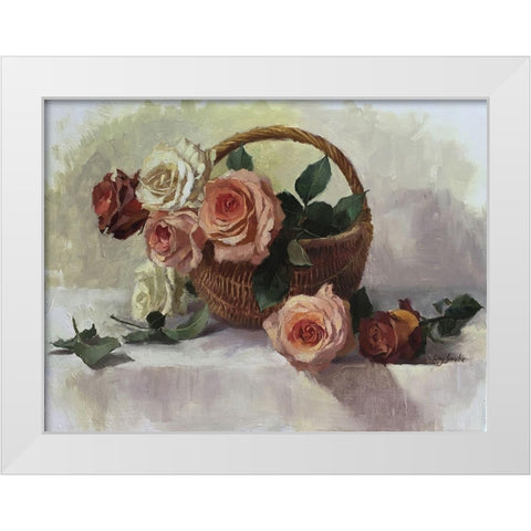 Rose Basket White Modern Wood Framed Art Print by Strube, Ling