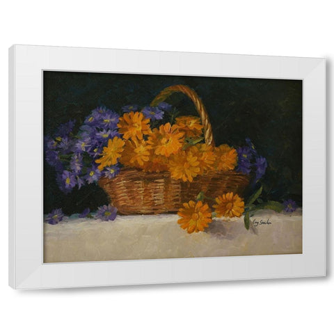 Flower Basket White Modern Wood Framed Art Print by Strube, Ling