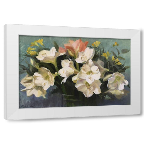 White Amarylilies White Modern Wood Framed Art Print by Strube, Ling