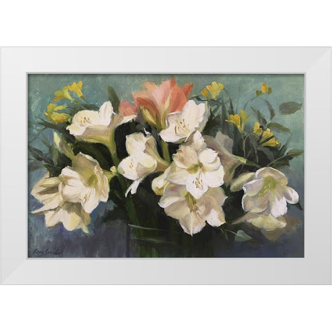 White Amarylilies White Modern Wood Framed Art Print by Strube, Ling