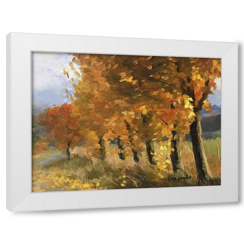 Golden Season White Modern Wood Framed Art Print by Strube, Ling