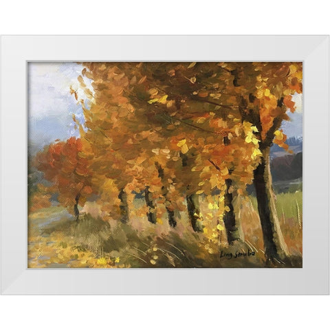 Golden Season White Modern Wood Framed Art Print by Strube, Ling