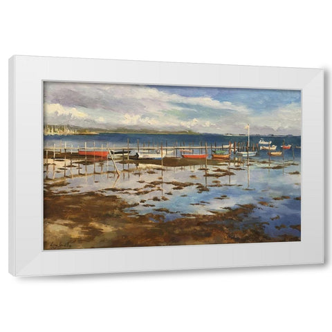 Sunset Glow in Denmark White Modern Wood Framed Art Print by Strube, Ling