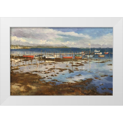 Sunset Glow in Denmark White Modern Wood Framed Art Print by Strube, Ling