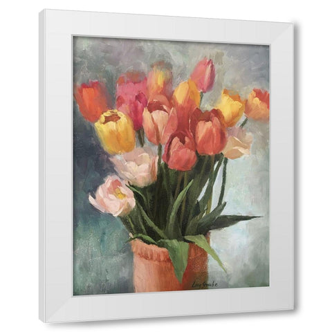 Tulips in Vase White Modern Wood Framed Art Print by Strube, Ling