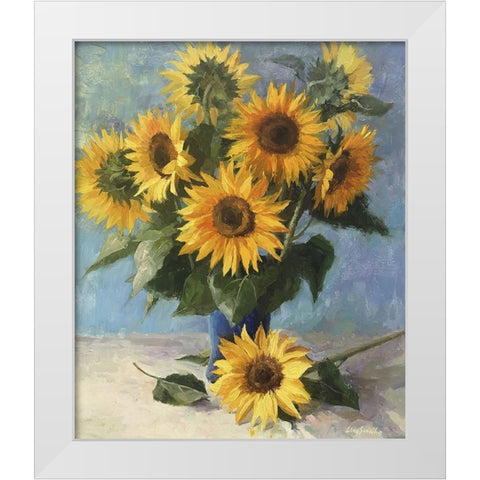 Sunflower White Modern Wood Framed Art Print by Strube, Ling