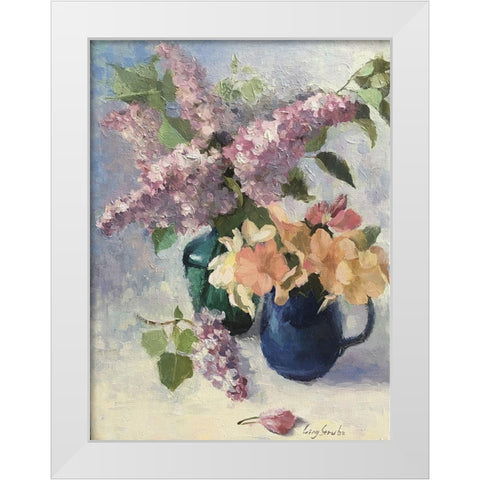 Two Bouquets White Modern Wood Framed Art Print by Strube, Ling