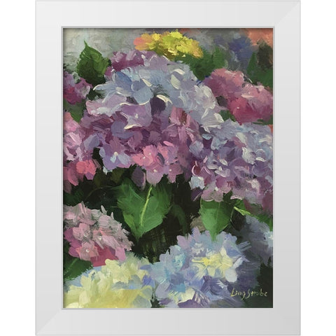 Hydrangea Garden White Modern Wood Framed Art Print by Strube, Ling