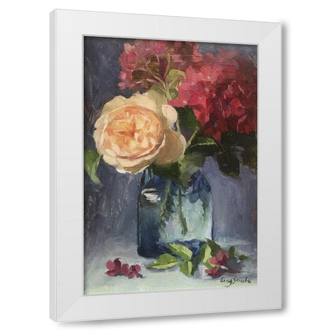 Rose and Hydrangeas White Modern Wood Framed Art Print by Strube, Ling