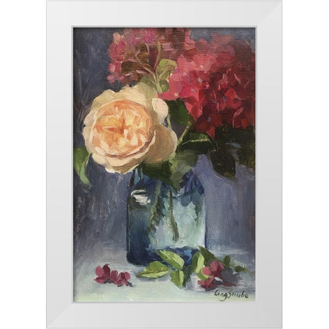 Rose and Hydrangeas White Modern Wood Framed Art Print by Strube, Ling