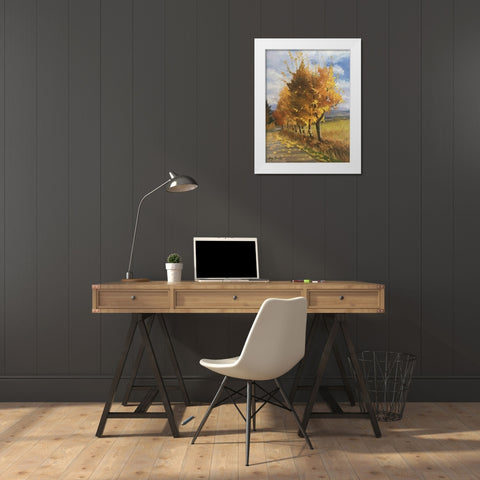 Autumn Tints White Modern Wood Framed Art Print by Strube, Ling