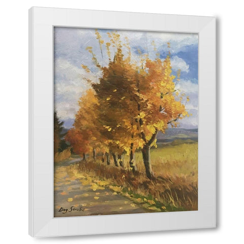 Autumn Tints White Modern Wood Framed Art Print by Strube, Ling
