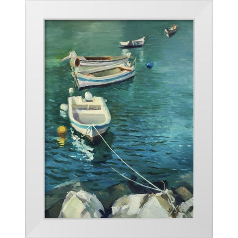 The Boats White Modern Wood Framed Art Print by Strube, Ling
