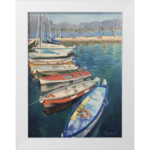 The Harbour in Lake Garda White Modern Wood Framed Art Print by Strube, Ling