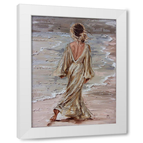 On the Beach White Modern Wood Framed Art Print by Luniak, Monika