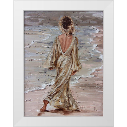 On the Beach White Modern Wood Framed Art Print by Luniak, Monika