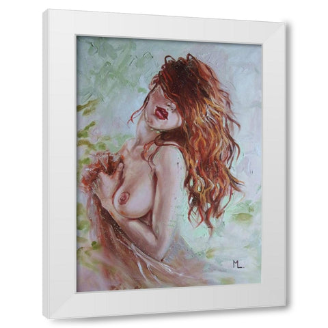 Red Hair Girl White Modern Wood Framed Art Print by Luniak, Monika