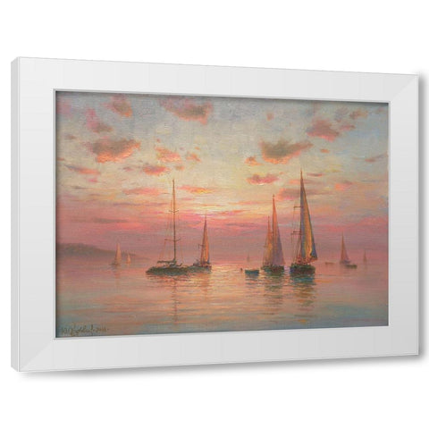 Sails White Modern Wood Framed Art Print by Obuchovsky, Yury
