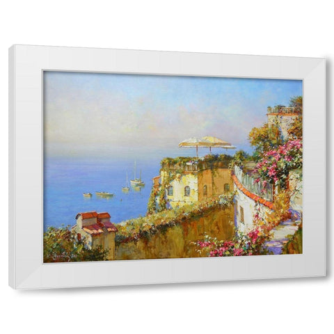 Positano. Morning Sun White Modern Wood Framed Art Print by Obuchovsky, Yury