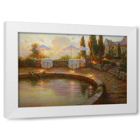 Lanterns White Modern Wood Framed Art Print by Obuchovsky, Yury