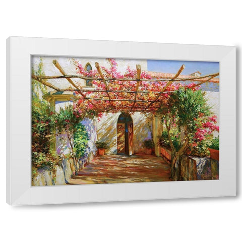 Terrace in Ravello White Modern Wood Framed Art Print by Obuchovsky, Yury