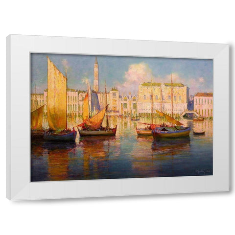 Venice White Modern Wood Framed Art Print by Obuchovsky, Yury